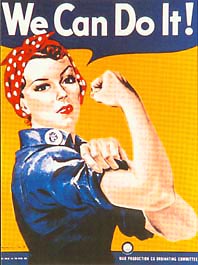 Affisch med arbetarkvinna som säger: 
We can do it! - Vi kan göra det!