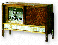 Foto av gammaldags TV till dockskåpet