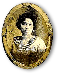 Suddigt porträtt av Prudencia Ayala i gul ram