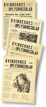 Fyra omslag till olika nummer av Kvindernes Oplysningblad