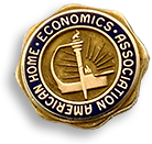 Märke för American Home Economics Association i brons med text mot blå bakgrund
