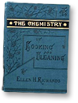 Omslag till Ellens bok: The Chemistry of Cooking and Cleaning, i blått och guld