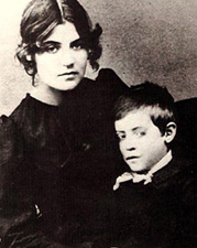 Foto av Suzanne Valadon med sonen Maurice cirka 1890