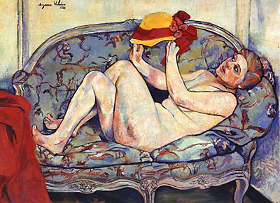 Naken vilande på en soffa, 1928