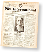 Omslag till WILPF:s tidning Pax International