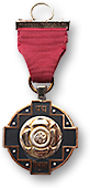 Medalj med ett rött band