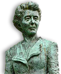 Foto av en del av statyn av Hanna Sheehy-Skeffington, huvud och skuldrar