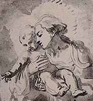 Teckning av madonna med barn