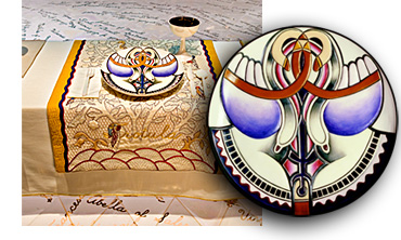 Judy Chicago: The Dinner Party. Detalj: Trotulas plats.