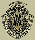 Tidig logotype för Föreningen Handarbetets Vänner med en sköldliknande stil