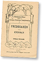 Omslag till ett häfte i SKF:s serie - Kvinnan och fredssaken av Emilia Broomé