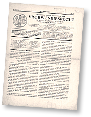 Omslag till månadsbladet för VVK. Uppe till höger är den typiska JUSSUFFRAGII-kvinnan