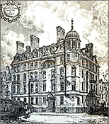 Illustration av ett hus som Ladies' Residential Chambers hyrde ut lägenheter i