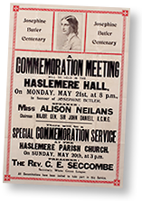 Affisch om ett möte i Haslemere Hall. Massor av mer eller mindre svårläst text, men i mitten står: Miss Alison Neilans-