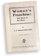 Omslag till broschyren Woman's Franchise av Elizabeth Wolstenholme
