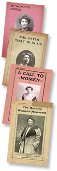 Fyra häften med tal av Emmeline Pethick-Lawrencem vilket framgår av att  de har foton av henne på omslagen. Rubrikerna är "In Women's Shoes", "The Faith that is in us", A call to Women" och "The Meaning of the Woman's Movement"