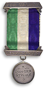 Medalj som WSPU gav till dem som hungerstrejkade i fängelset