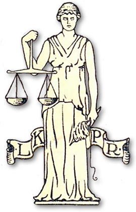 Symbolen för LKPR - rättvisans gudinna med sin vågskål