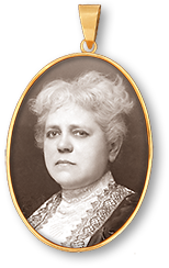 Porträttfoto av Mary Garrett Hay i en medaljong