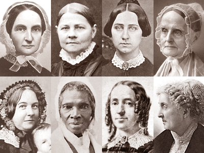 Porträttfotografier av åtta kvinnor ihopsatta