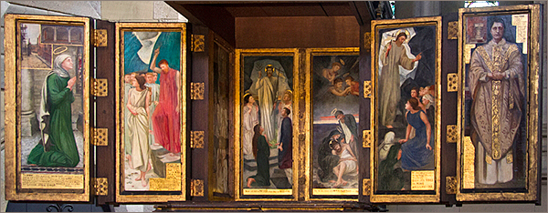 Foto av sex av de åtta målningarna med bibliska motiv i kyrkan