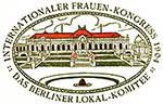 Logotyp med ett hus och texten: Internationaler Frauen Kongress 1904 Das Berlin Lokal Komitée