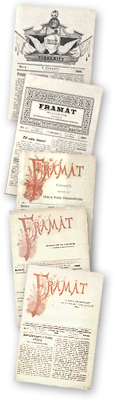 En rad omslag till tidningen med olika logotyp vartefter den utvecklades