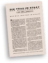 Omslag till tidningen Die frau im staat, 1919