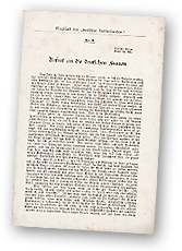 Foto av gammaldags flygblad med en rubrik och sedan massor av text