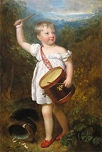 Sir William Beechy har målat lille William Ellis Gosling i vit klänning med röda tillbehör