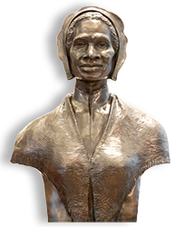 Staty i halvfigur av Sojourner Truth rakt framifrån