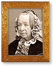 Porträttfoto av Fredrika Bremer i en guldram