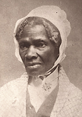Porträttfoto av Sokourner Truth som tittar snett ner åt vänster