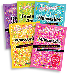 Omslag till häftena i serien Att skriva feministiskt