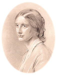 Illustration, eventuellt pastellteckning, porträtt av ung Josephine Butler