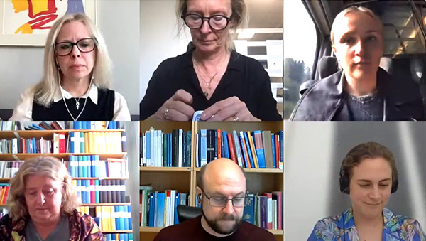 Skärmdump av deltagarna i ett abortseminarium via Youtube